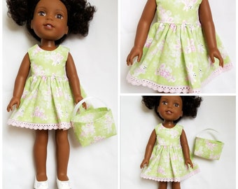 Hopping Bunny Dress and Purse for Wellie Wishers Dolls
