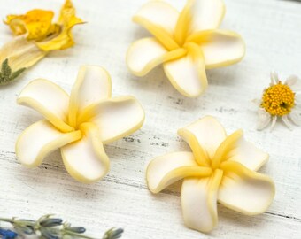 Flower Beads, 15pcs, 30mm, Polymer Clay Flowers, Clay Flower Beads -B18