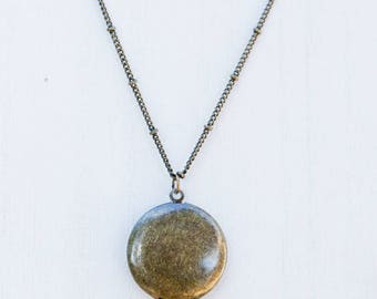 Long Locket Necklace, Bronze Locket, Vintage Locket, Rustic Locket, Antiqued Locket Necklace, Men's Locket, Round Photo Locket Necklace