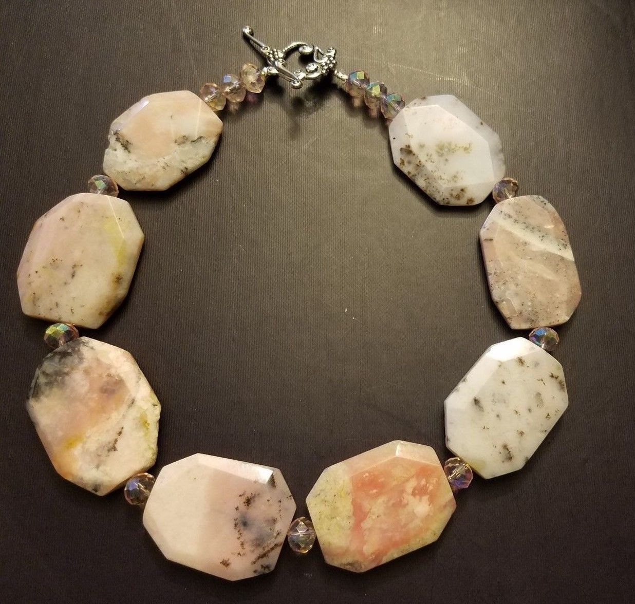 Pink Opal Statement Necklace Faceted Pink Opal Necklace Jackie