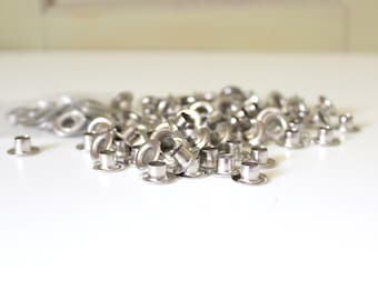 100 Grommets and Washers #0 1/4" Nickel Eyelets Set Scrap Booking Paper Tag and Card Making Leather Work Sewing Hardware Craft Supply