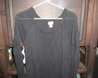 Semi-Sheer Lightweight Long Sleeved Black Top Size Medium