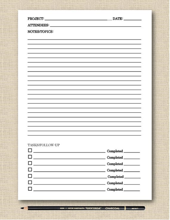Life's Lists Printable Meeting Notes Black & White