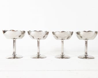 Stainless Steel Coupe Champagne Glass, Inox Champagne Coupe Set, French Silverware, Large Ice Cream Bowls, Parisien café, Footed Bowls,