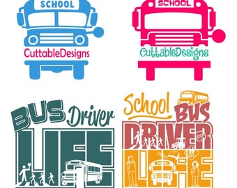 School Bus Driver Cuttable Design PNG DXF SVG & eps File Silhouette Designs Cameo
