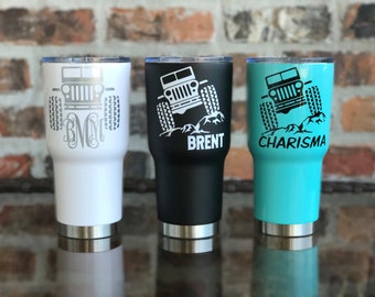 RTIC 30 ounce Tumbler / Jeep Tumbler /Monogrammed / Stainless / Powdercoat / Colored tumbler / Vine Monogram