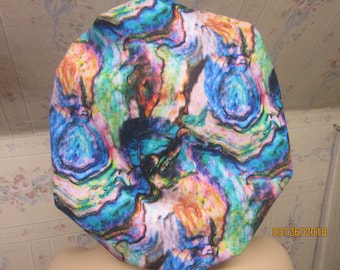 WATER color look -- BOUFFANT scrub hat / medical / sugical / Adjustable--handmade-comfort band