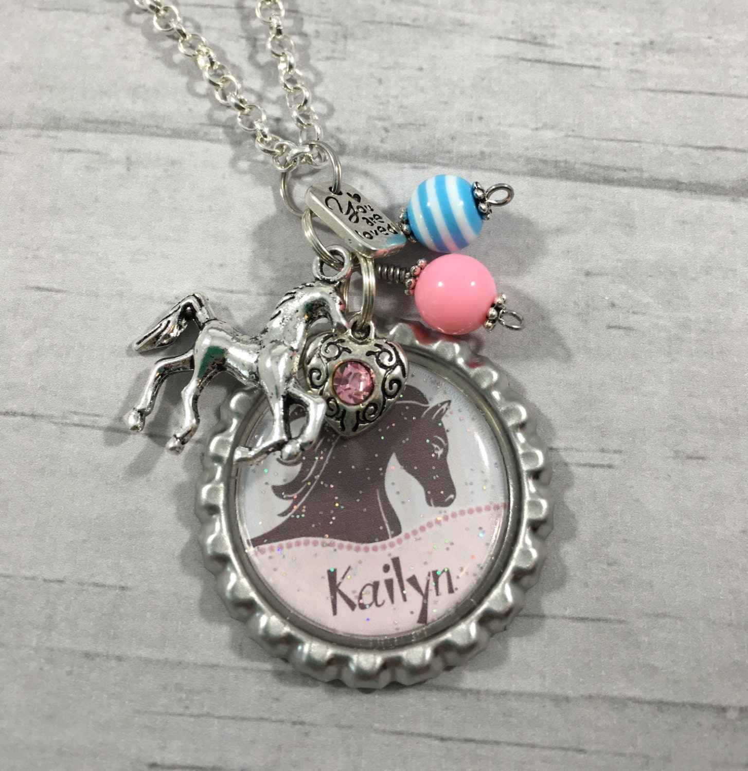 HORSE Necklace / Girls Personalized Jewelry / Birthday Party