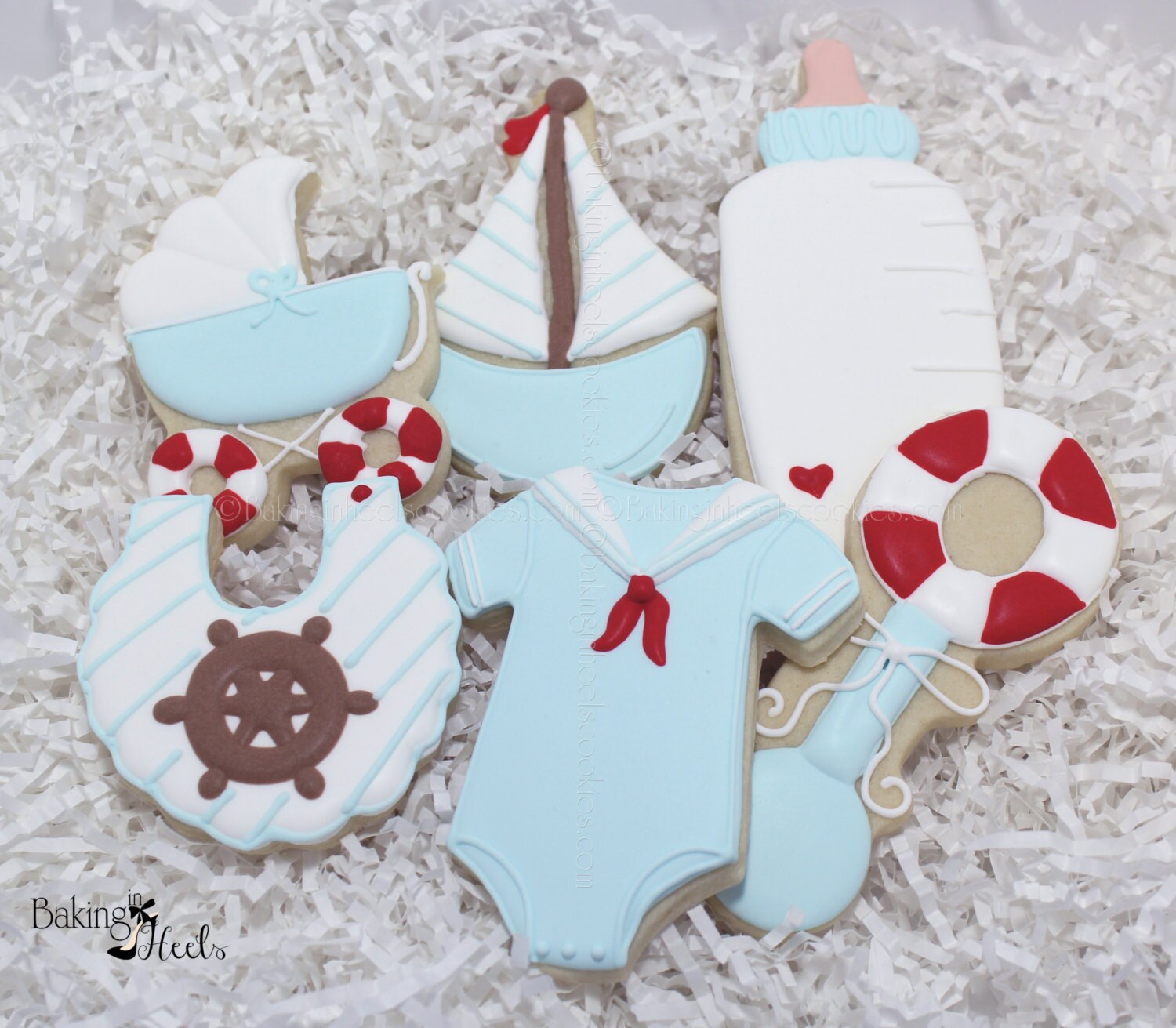 Nautical Baby Shower Decorated Cookies Sailboat Cookies