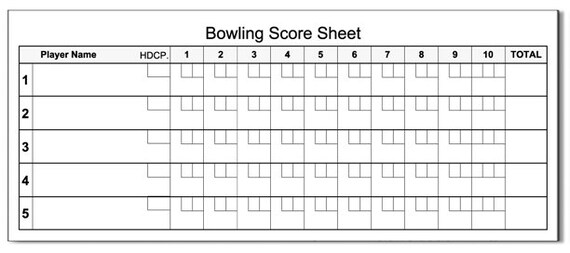 Bowling Score Pad 3.5 x 8.5 50-Sheets Notepad