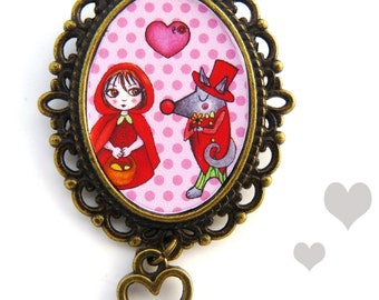 little red riding and wolf brooch