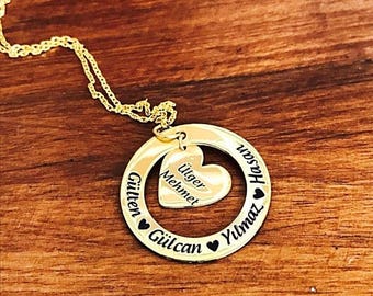 Personalized Family Necklace Gold • Kids Name Necklaces • Personalized Gift • Personalized Jewelry • Mothers Day Gift • Christmas Gifts