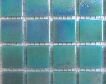 20mm (3/4") Mint Teal Green Iridescent Vitreous Glass Mosaic Tiles//Seafoam//Mosaic Supplies//Mosaic Pieces//Craft Supplies