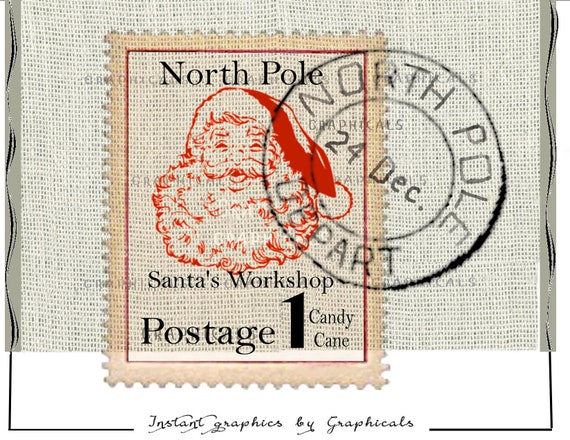 Santas Workshop North Pole stamp Postmark Digital download