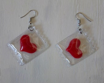 Cherry heart earrings