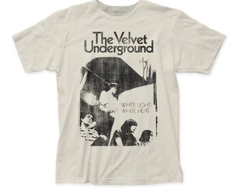 Velvet Underground White Light/White Heat Distressed Men's Soft Fitted 30/1 Cotton Tee (VU51) Vintage White