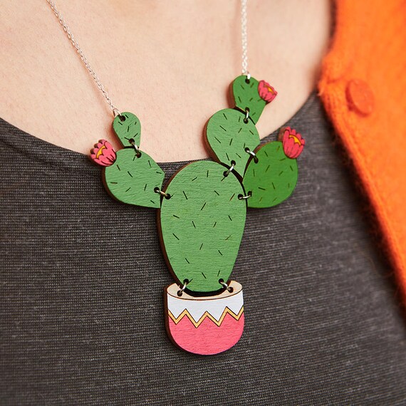 Cactus necklace Prickly pear jewellery Cactus jewelry