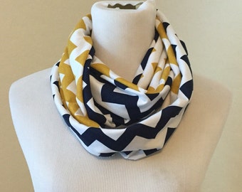 Navy and gold scarf- available in infinity and regular!