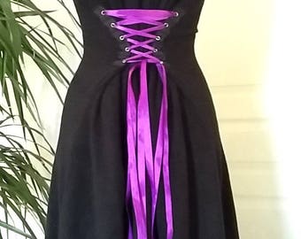 Adjustable black violet, purple laced stitching fleece dress / color can be varied depending on available