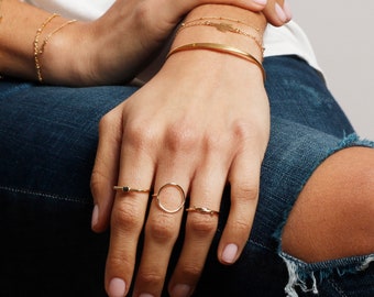 Circle gold ring - Outline circle curve ring - Oval ring - Minimalist geometry ring - Minimal ring - Dainty gold ring - Minimalist jewelry