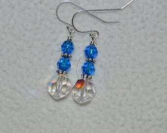 Crystal AB Swarovski and Sapphire Earrings