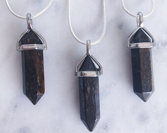 Bronzite Crystal Point Pendant Bronzite Necklace