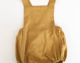 The Linen Mustard Romper