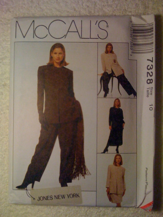 McCalls Sewing Pattern 7328 90s Uncut Misses Lined Jacket, Tunic, Skirt and Pull On Pants Size 10