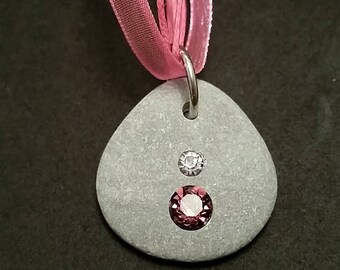 Crystal Diamonte Set Pebble Pendant