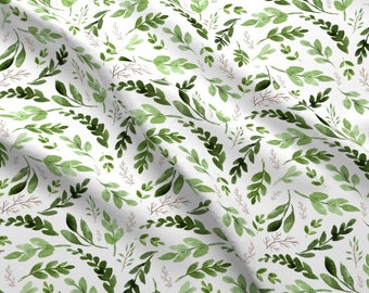 Summer Botanical Branches Fabric - Leaves By Hudsondesigncompany - Summer Green Watercolor Leaves Cotton Fabric By The Yard With Spoonflower