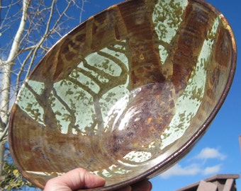 Serving Bowl in Earth Tones - Handmade Pottery