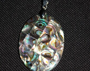 Oval mother of pearl mosaic pendant