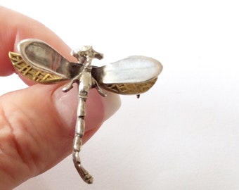 Dragonfly Brooch / Dragonfly Pin / Dragonfly / Dragonfly Pendant / Sterling Silver Brooch / Mixed Metals / 925 / Brass / Art Nouveau / Pin