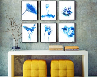 Abstract Watercolor set of 6 prints, wall art, flower watercolor painting, abstract watercolor prints FREE SHIPPING
