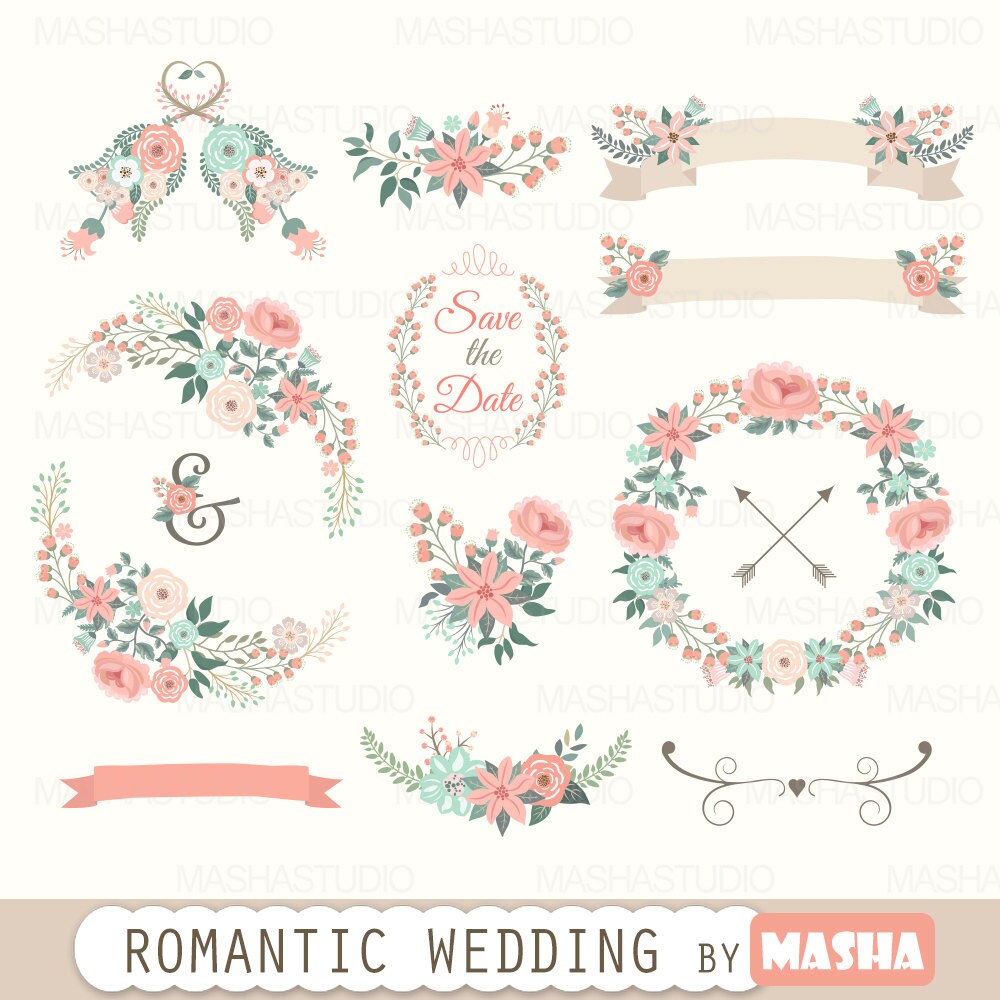 Floral Clipart Romantic Wedding With Floral Clipart Romantic Wedding With