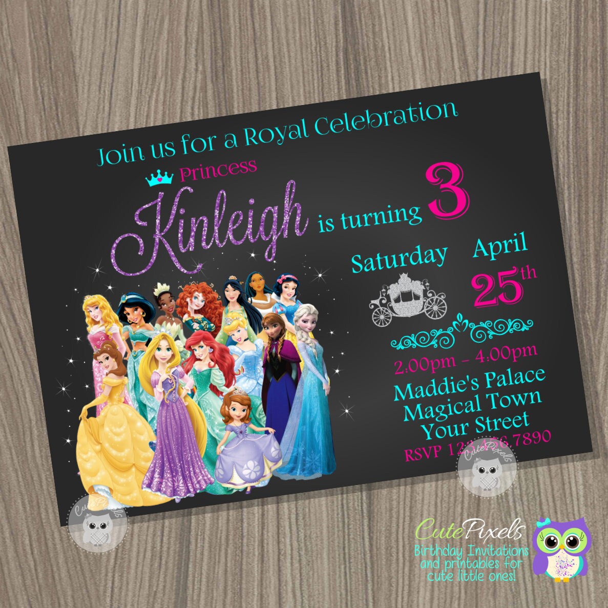 Disney Princess Invitation Princess Birthday Invitation