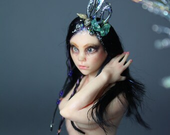Dark Temptation - OOAK IADR art doll, mermaid, figurine sculpture.