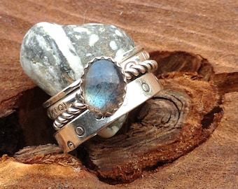 Labradorite and Sterling Stacking Ring