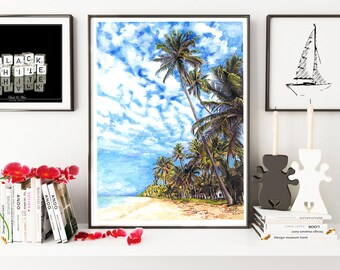 Original painting, Summer illustration, Original art gift, Summer original, fashion illustration, Summer painting, Original watercolor