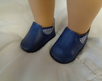 CHELSEA ANKLE BOOTS-Blue Slip on Ankle Boots--for 18 Inch dolls-- Shown on my american girl doll