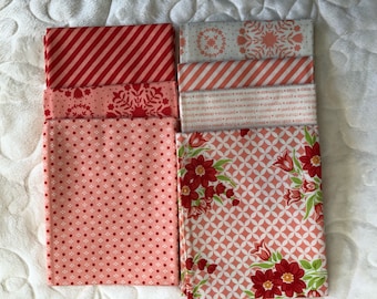 Sale Handmade cotton 7 pink fat quarters by Bonnie and Camille for moda fabric