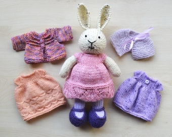 Knitted Bunny in Dress Hand Knit Bunny Girl Set Soft Toy Cute Stuffed Animal Mother's Day Gift Collectible Toy