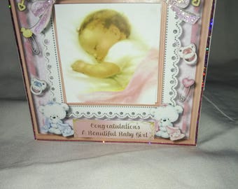 baby girl hand made card