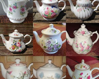 Job Lot of 1 (1 pcs) **SMALL** Vintage Mismatched Teapots Set Floral Chintz - Tableware Mad Hatters Party Wedding Crockery Tea Room Cafe