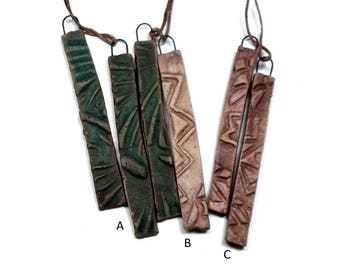 Pairs of Earring Sticks, Reversible, Hand Formed, Stoneware Clay, Nichrome Wire Loop, Enhanced with Terra Sigillata, Jewelry Components
