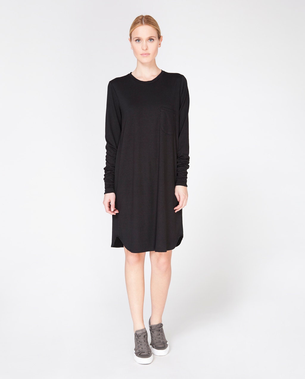 Long Sleeve Dress Oversize Dress Black Dress Casual Style