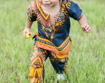 Boy Dashiki/Angelina/Wax/Ankara set dark Green