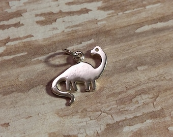 Solid Sterling Silver Brontosaurus Charm, 925 Sterling Silver Dinosaur Pendant, Earring Jewelry, Necklace Findings, Dino