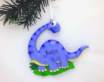 Brontosaurus Christmas Ornament / Dinosaur Personalized Christmas Ornament / Toddler / Child Ornament / Purple Dinosaur