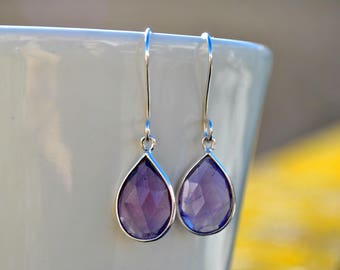 Amethyst Earrings, Moonstone Earrings, Gemstone Earrings Ruby Earrings Abalone Earrings, Dangle Earrings Birthstone Earrings Gift for Women